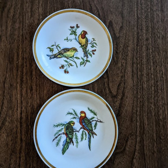 Vintage Leftmann Weiden Plate Bavaria W. Germany Colorful Birds-Bundle of 2 - Picture 3 of 9